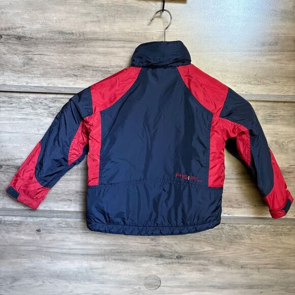 Polo by Ralph Lauren Red & Navy Blue Zip Front Jacket Optional Hood toddler 3T - Picture 1 of 15